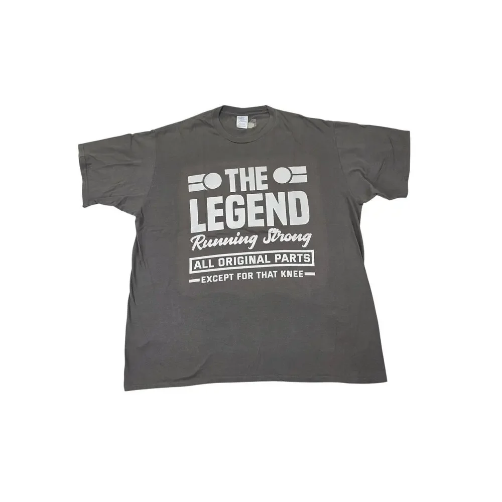 Port & Company Mens 2XL Graphic T Shirt The Legend Has Retired Dark Grey